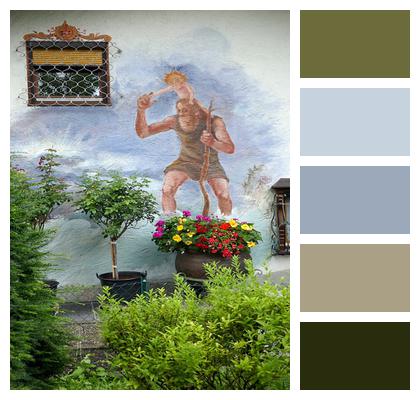 Facade Wall Painting Garden Nature Artist Wall Multicoloured Painted Wall Bavaria Image